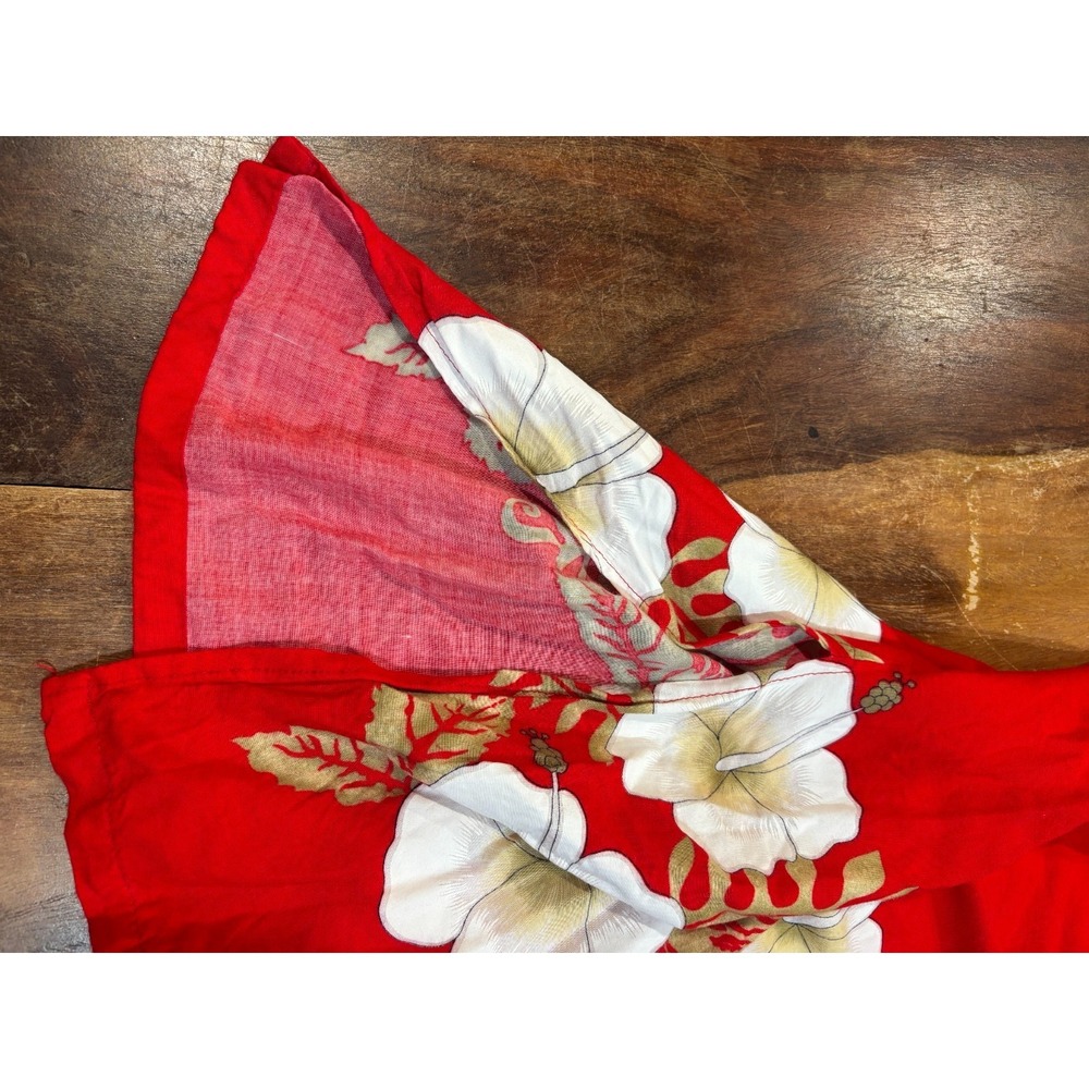 Vintage Y2K Hibiscus Collection Hawaii red dress white flowers sundress one sz - Picture 9 of 10